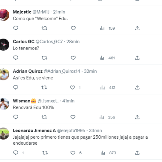 Algunas de las respuestas al tweet de Edu Aguirre Algunas de las respuestas al tweet de Edu Aguirre