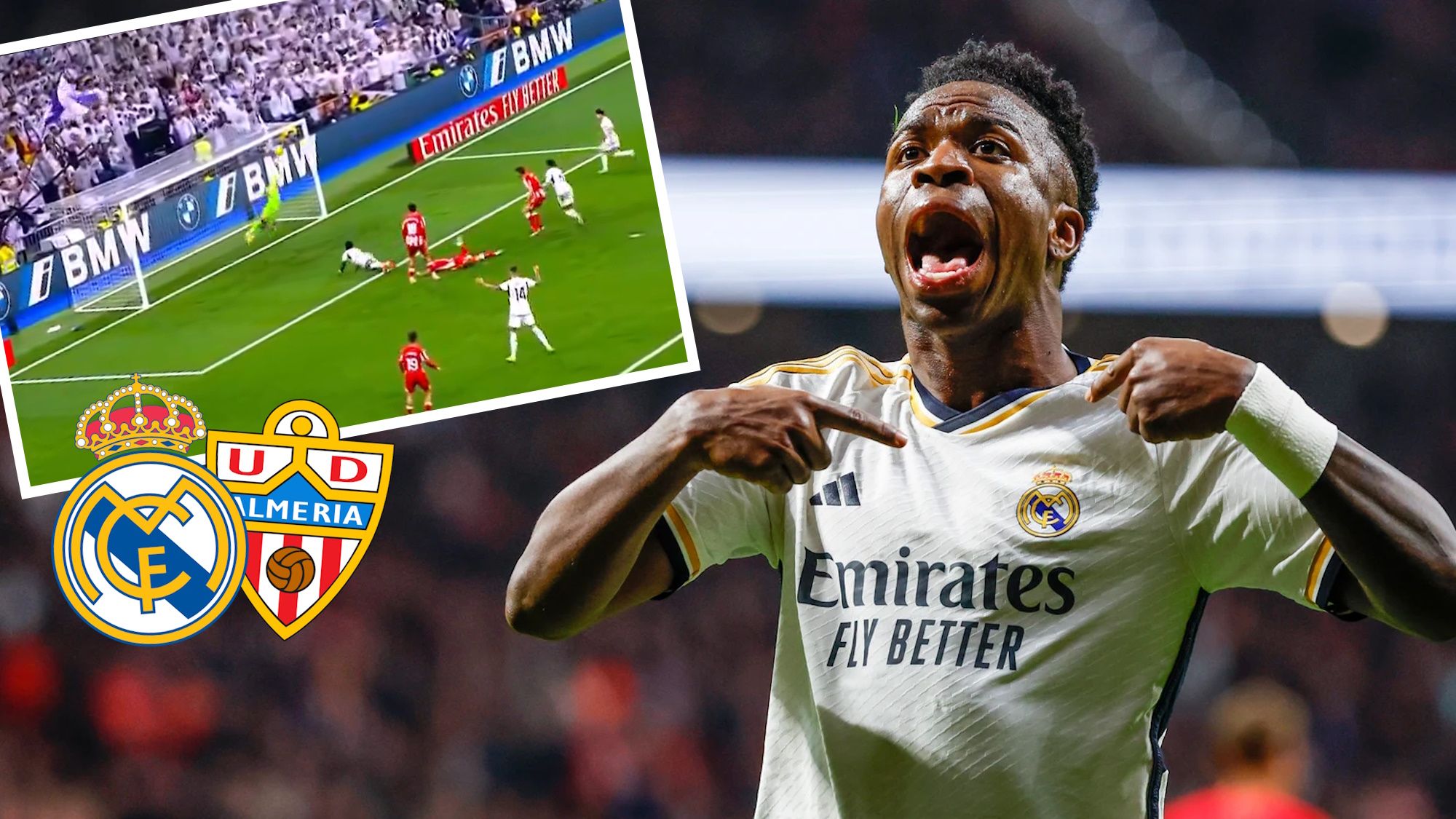 Vinicius empata el loco partido ante el Almería encuentro agónico