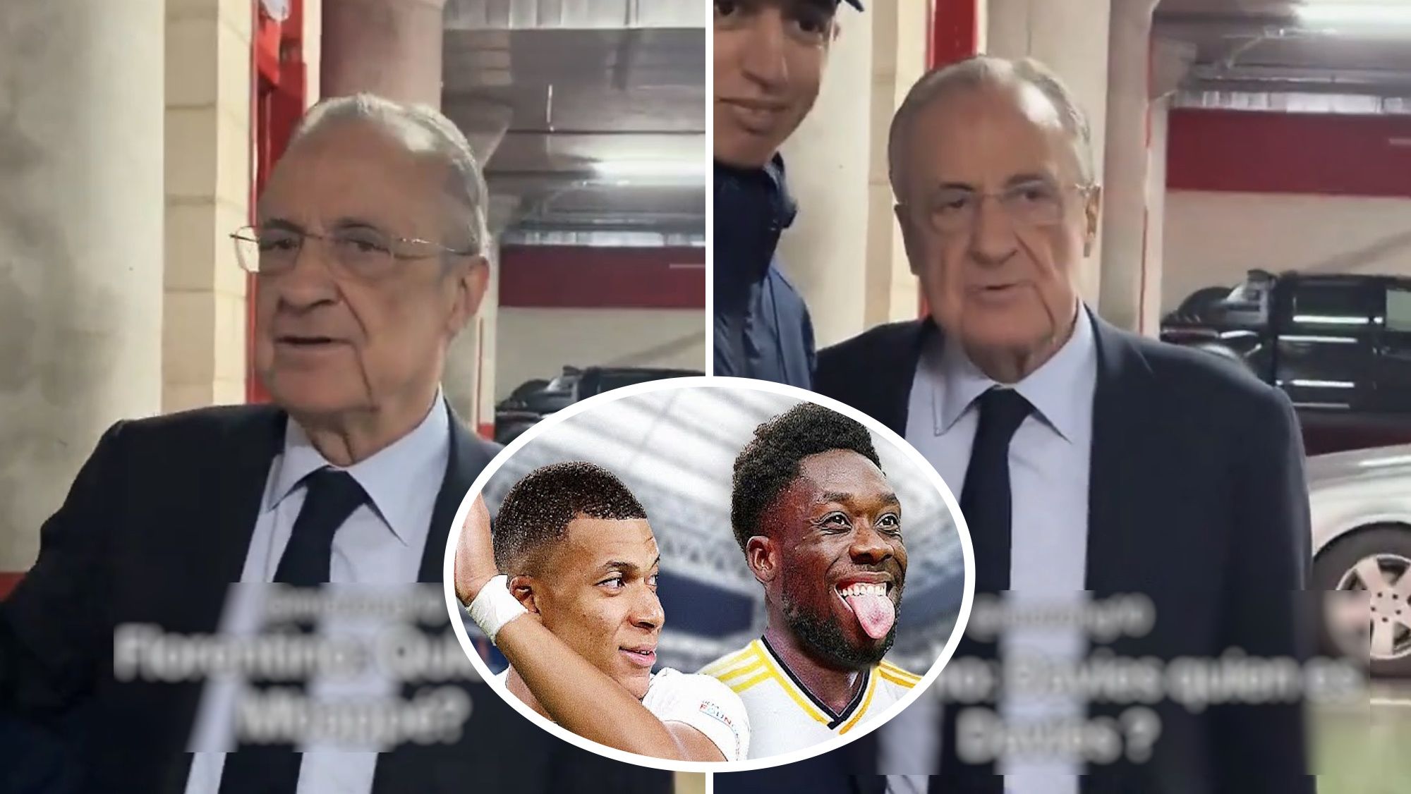 La curiosa reacción de Florentino Pérez al ser preguntado por Mbappé y Alphonso Davies en público
