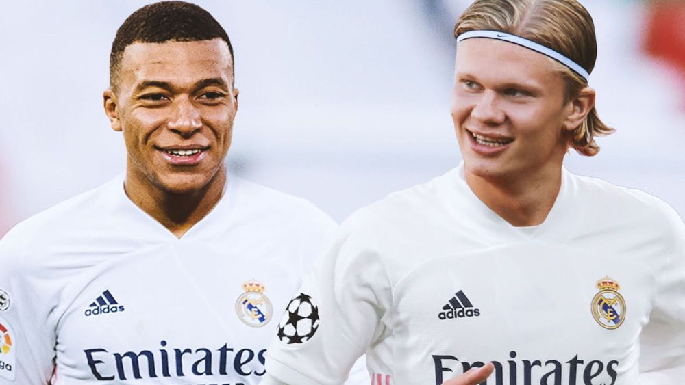 Mbappé y Haaland con camiseta del Real Madrid