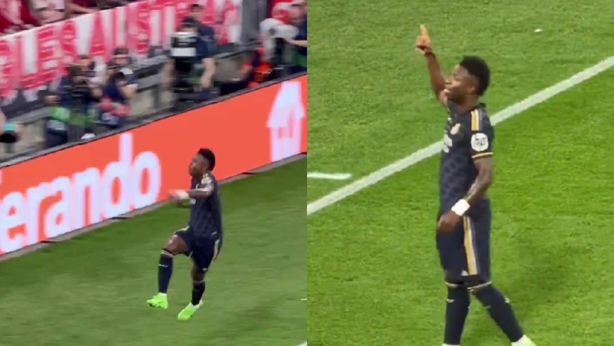 El gesto de Vinicius tras su primer tanto en Múnich que no se vio en TV: Bellingham, en shock El gesto de Vinicius tras su primer tanto en Múnich que no se vio en TV: Bellingham, en shock