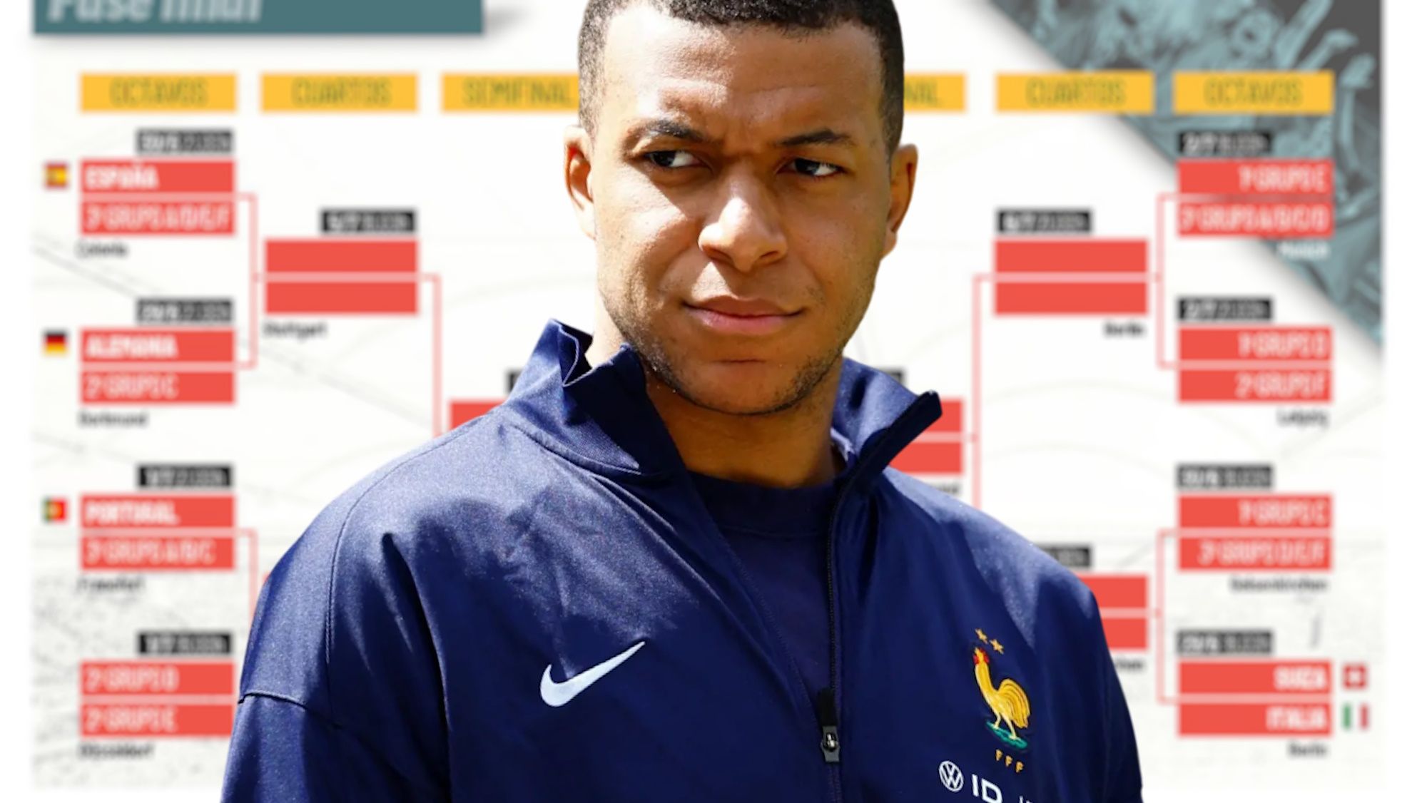 Preocupación en Francia por Mbappé, y no es por su nariz podría perderse los octavos