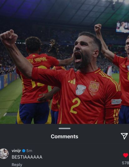 El comentario de Vinicius en las redes de Carvajal El comentario de Vinicius en las redes de Carvajal