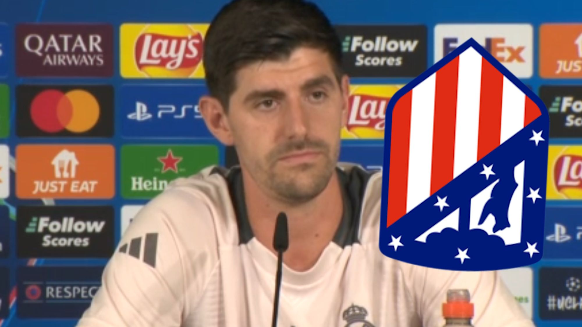 Courtois y su ‘zasca’ más salvaje a la afición del Atlético de Madrid tras el pasado derbi Courtois y su ‘zasca’ más salvaje a la afición del Atlético de Madrid tras el pasado derbi