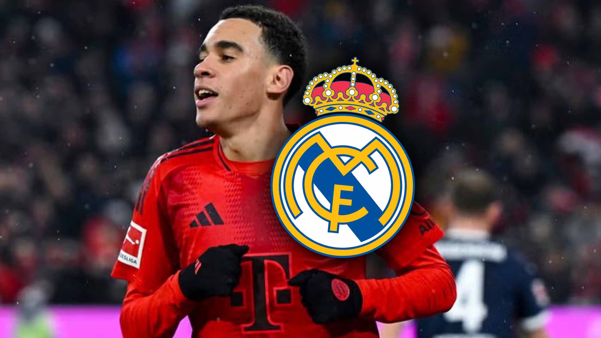 Musiala en partido con escudo RM Musiala en partido con escudo RM