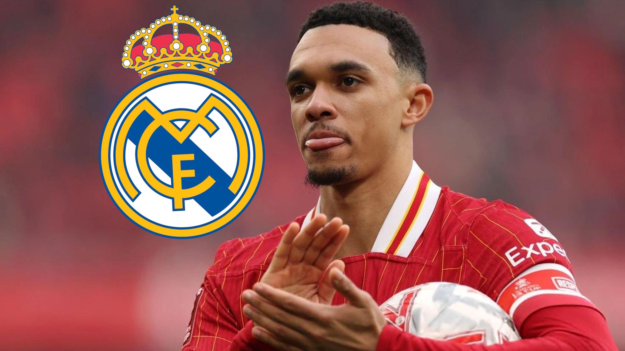 Alexander Arnold y escudo Real Madrid