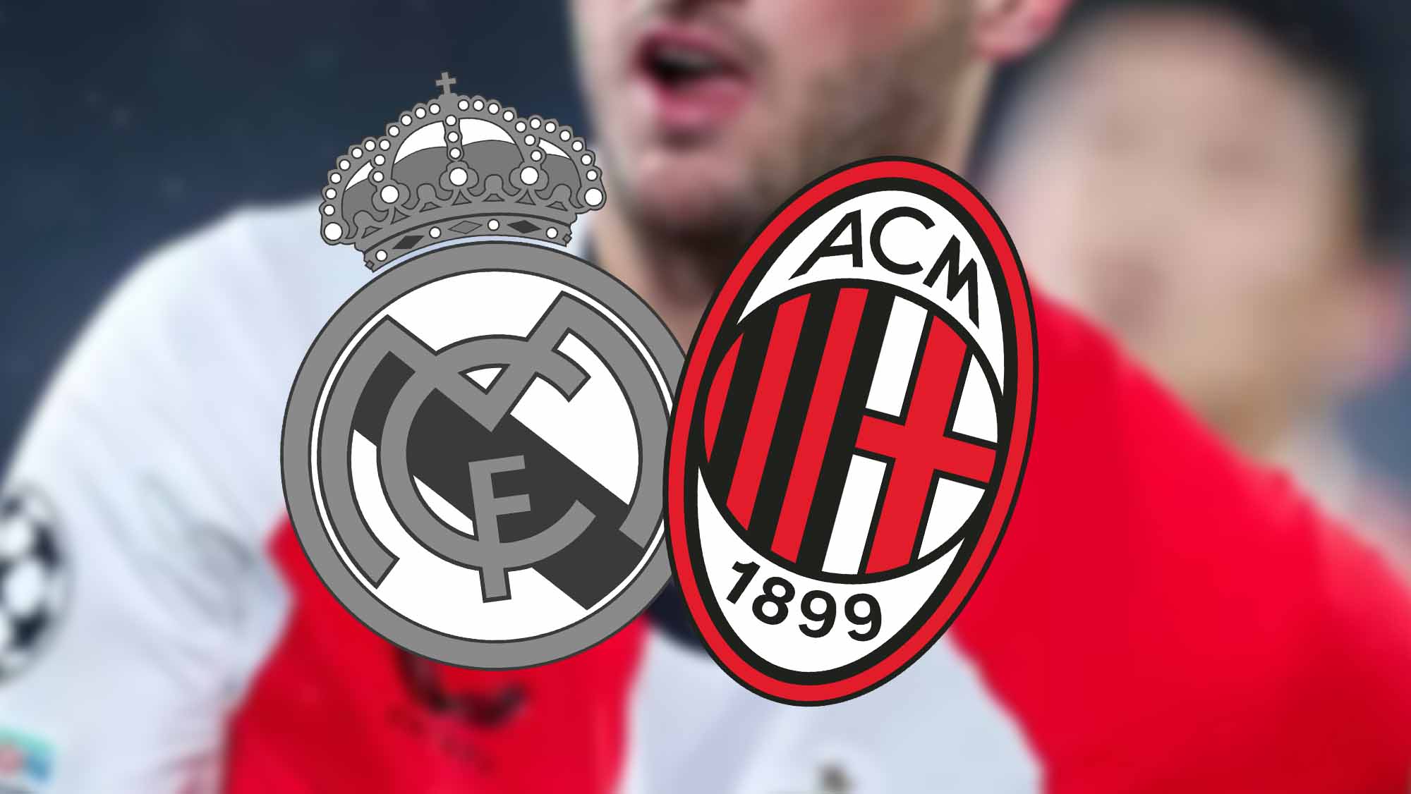 Jugador de incógnito con escudo RM blanco y negro y escudo Milan