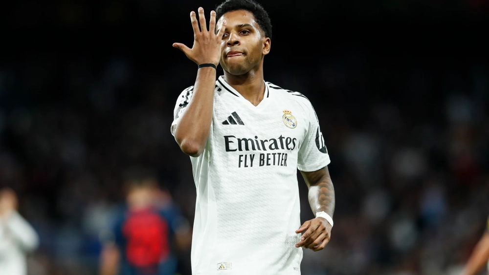 Rodrygo con su peculiar celebración en sus últimos goles Rodrygo con su peculiar celebración en sus últimos goles