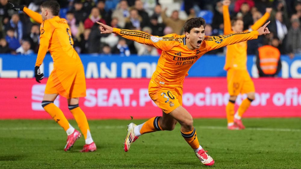 Celebración de Gonzalo García ante el Leganés