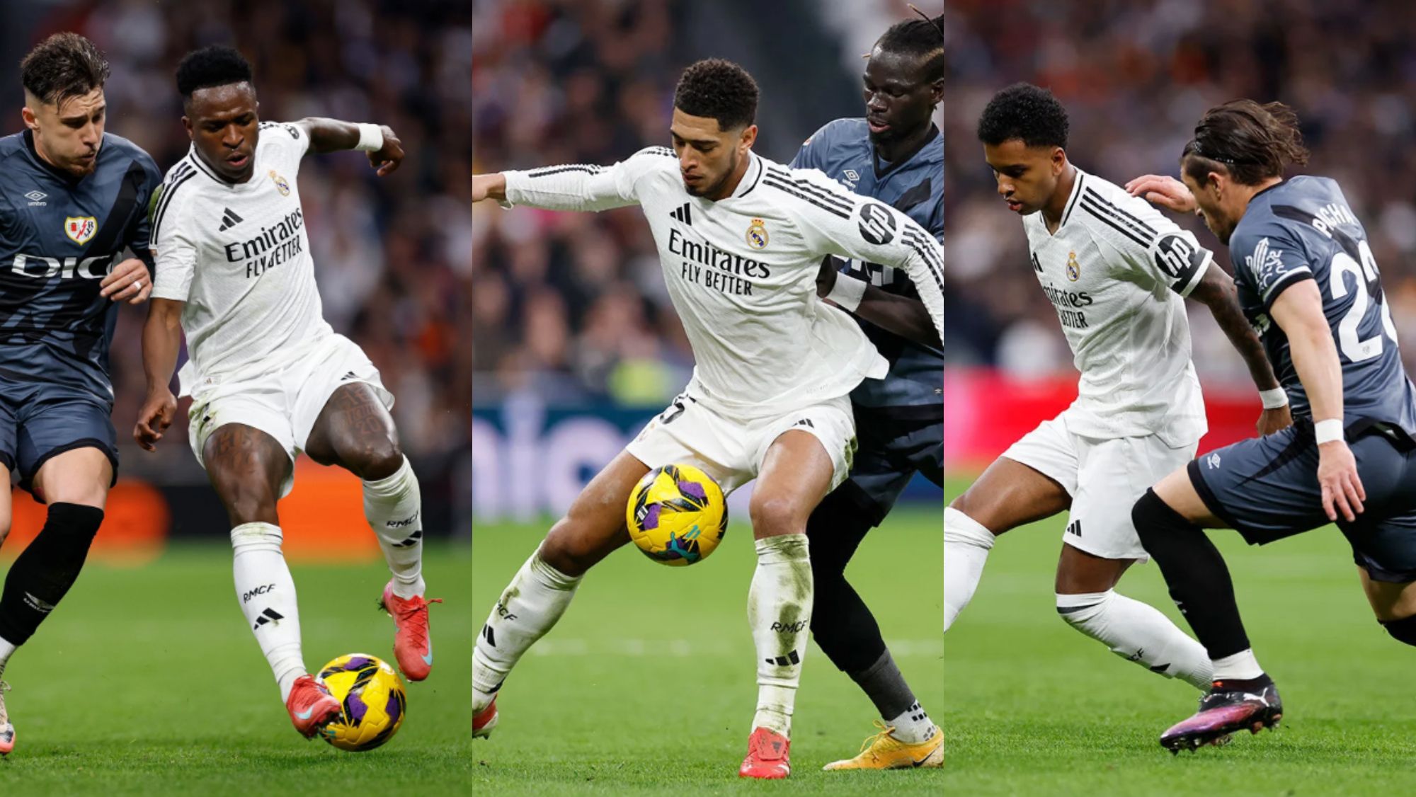 Vinicius,Bellingham y Rodrygo terminaron tocados el partido ante el Rayo Vallecano