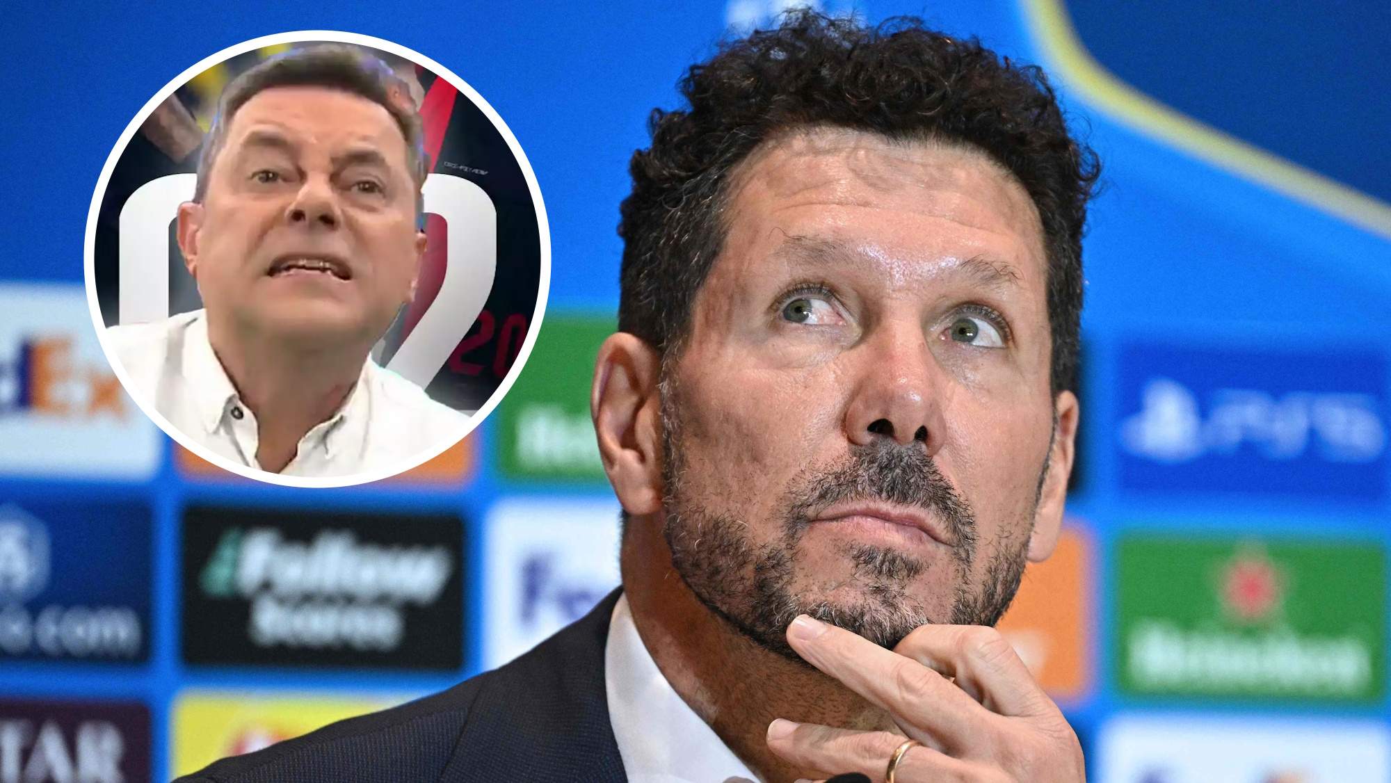 Simeone serio y Roncero enfadado en círculo