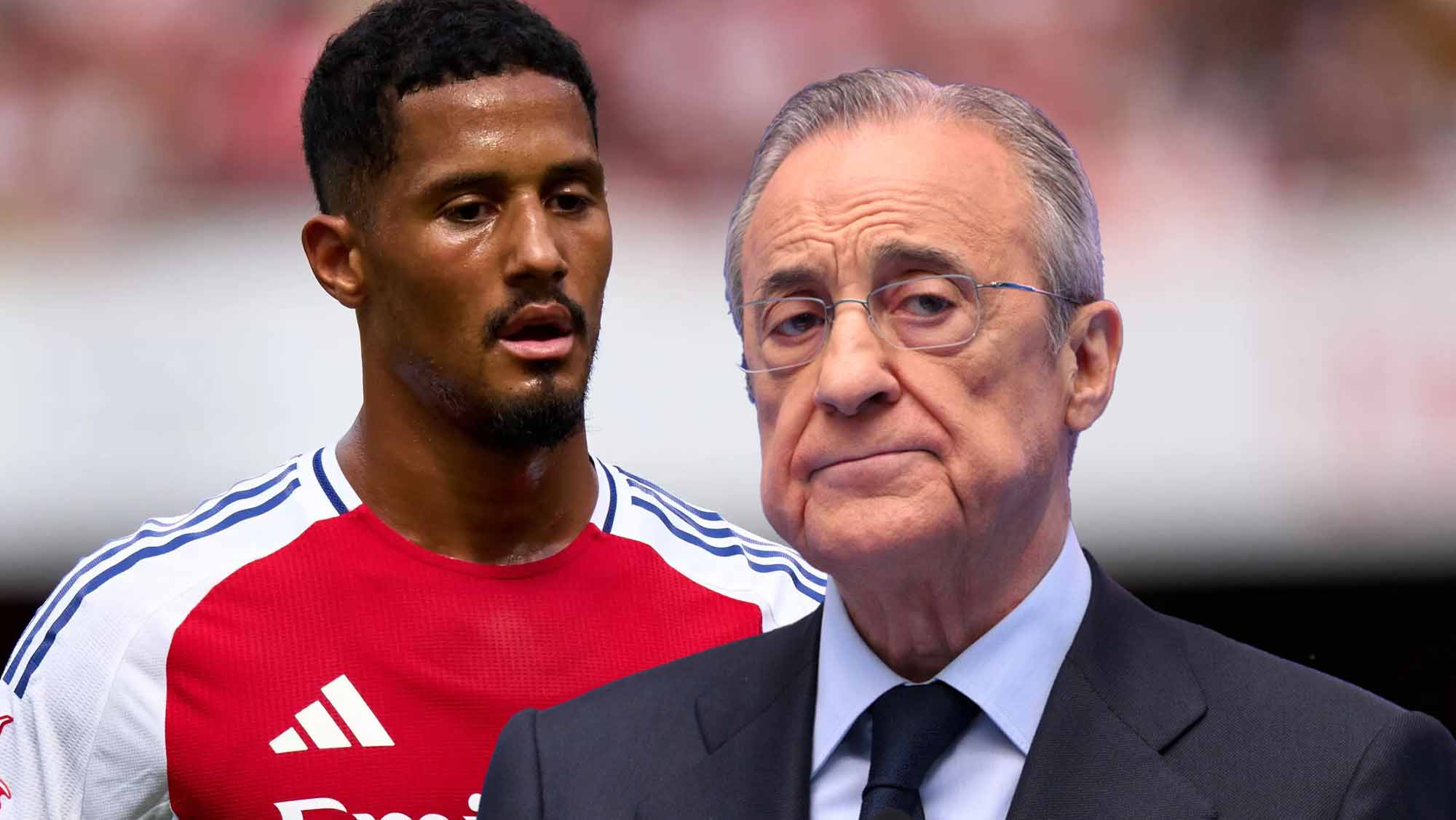 Saliba serio con Florentino pensativo