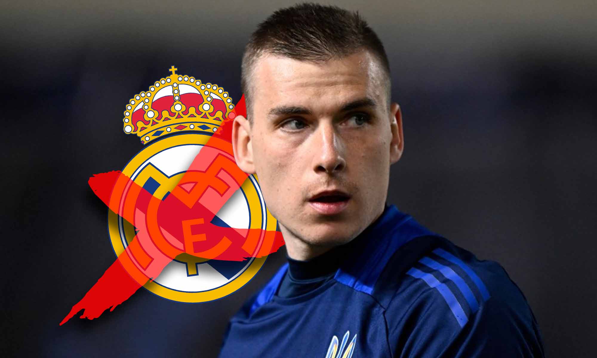 Lunin con escudo RM tachado