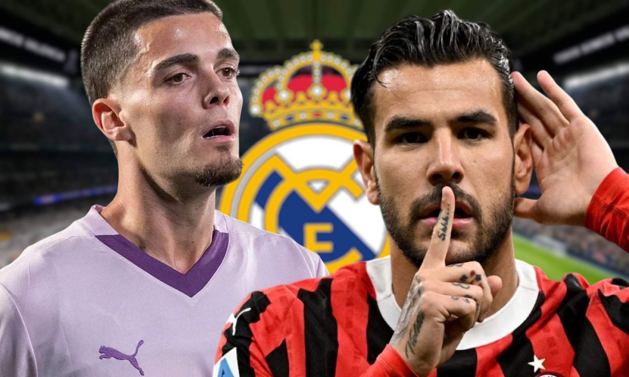 Miguel Gutiérrez y Theo Hernández con fondo del Real Madrid