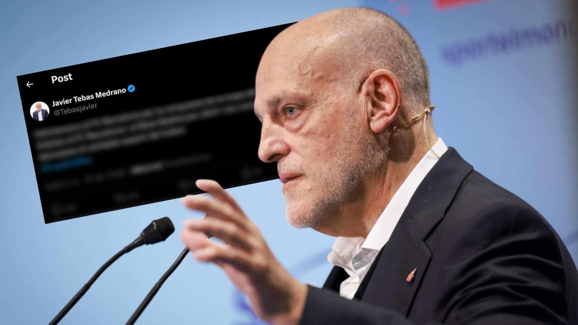 El último tweet de Javier Tebas felicitando al FC Barcelona.