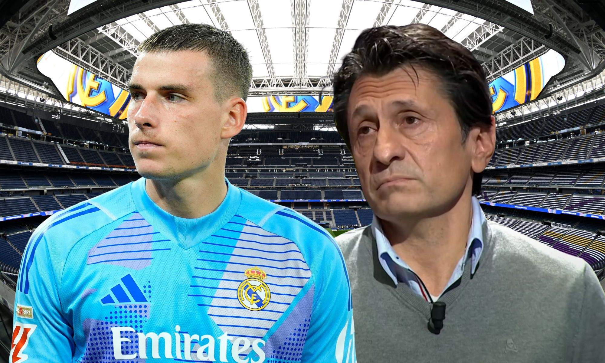Lunin, José Félix Díaz y Santiago Bernabéu 