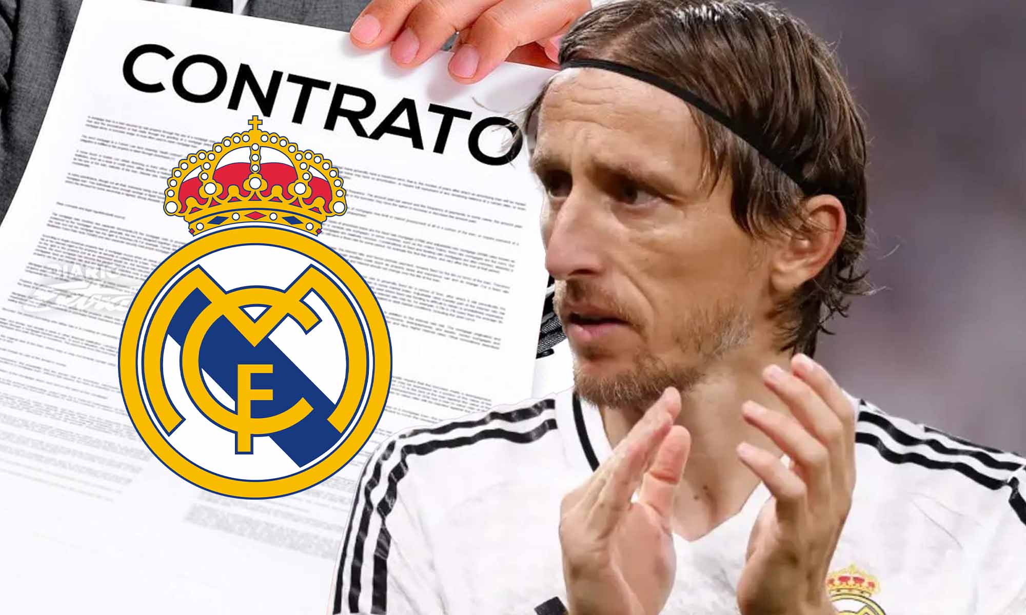 Modric con contrato y escudo RM