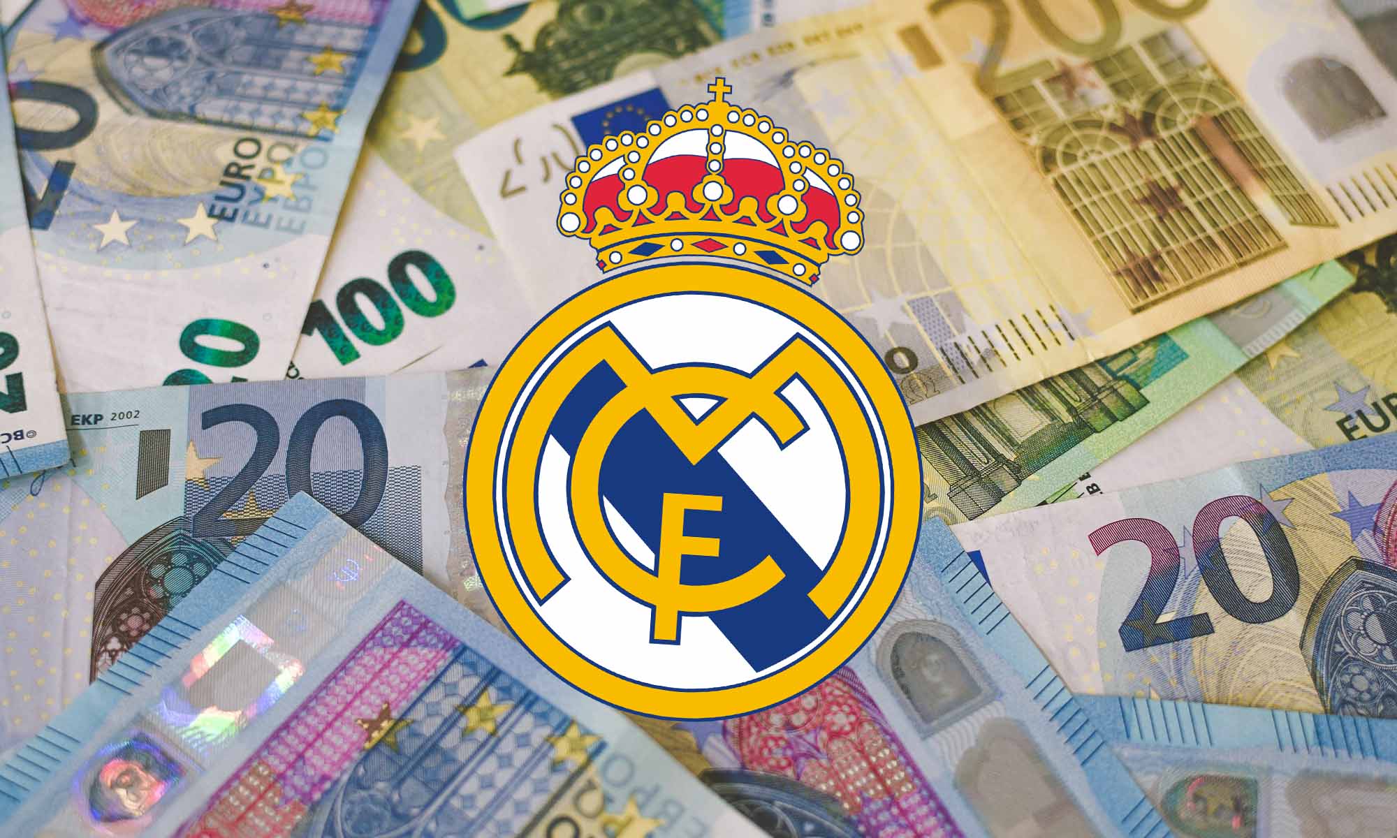 Escudo Real Madrid con fondo dinero