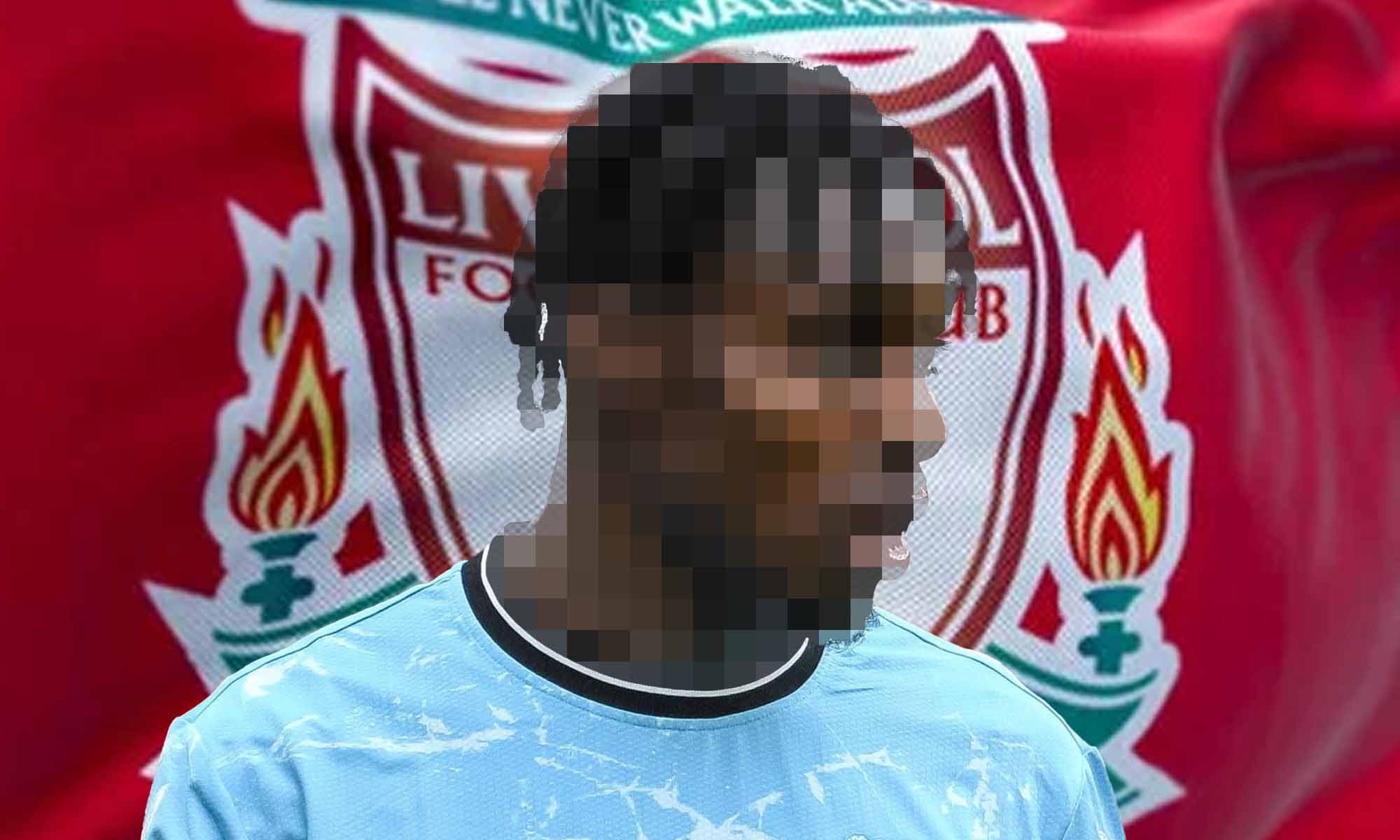 Jugador incognito con fondo Liverpool Jugador incognito con fondo Liverpool