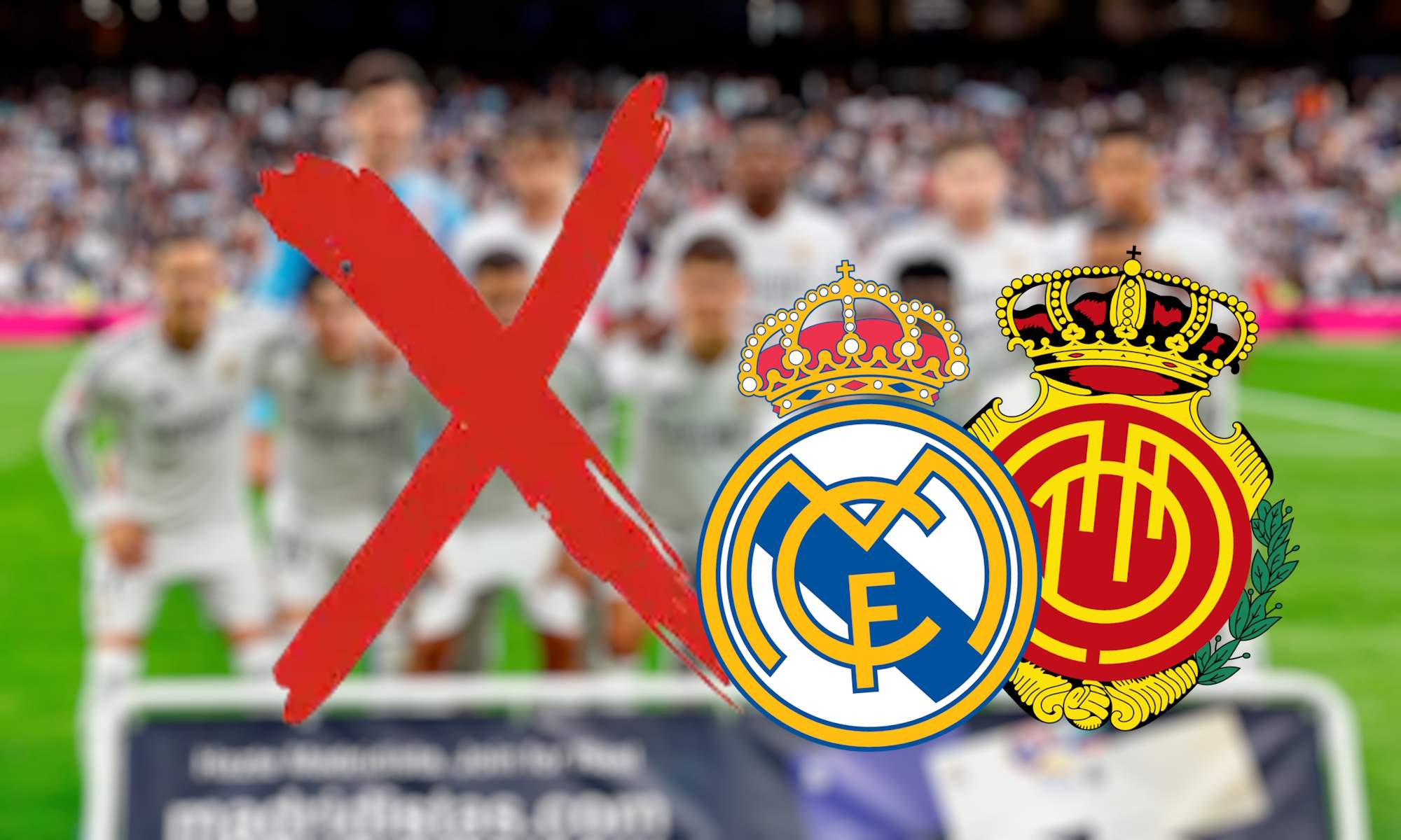 Once del Real Madrid tachado y escudos