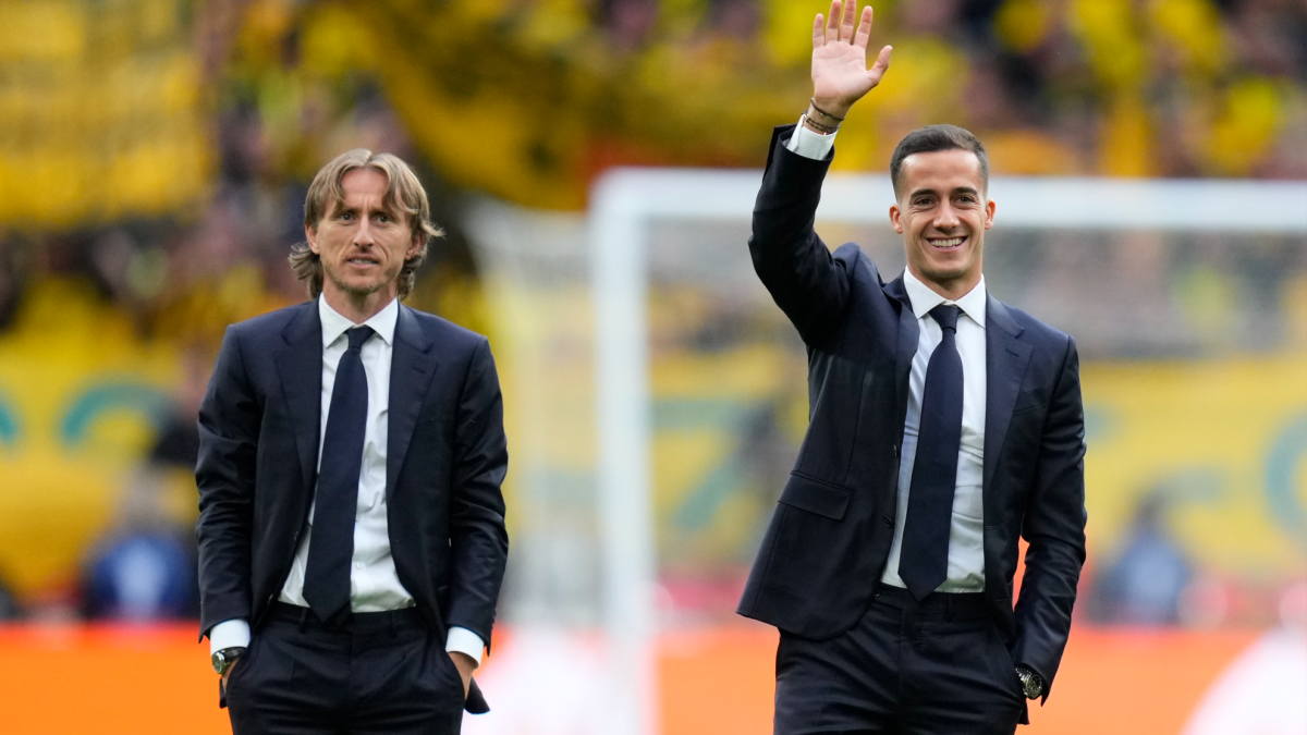Modric y Lucas en traje Modric y Lucas en traje