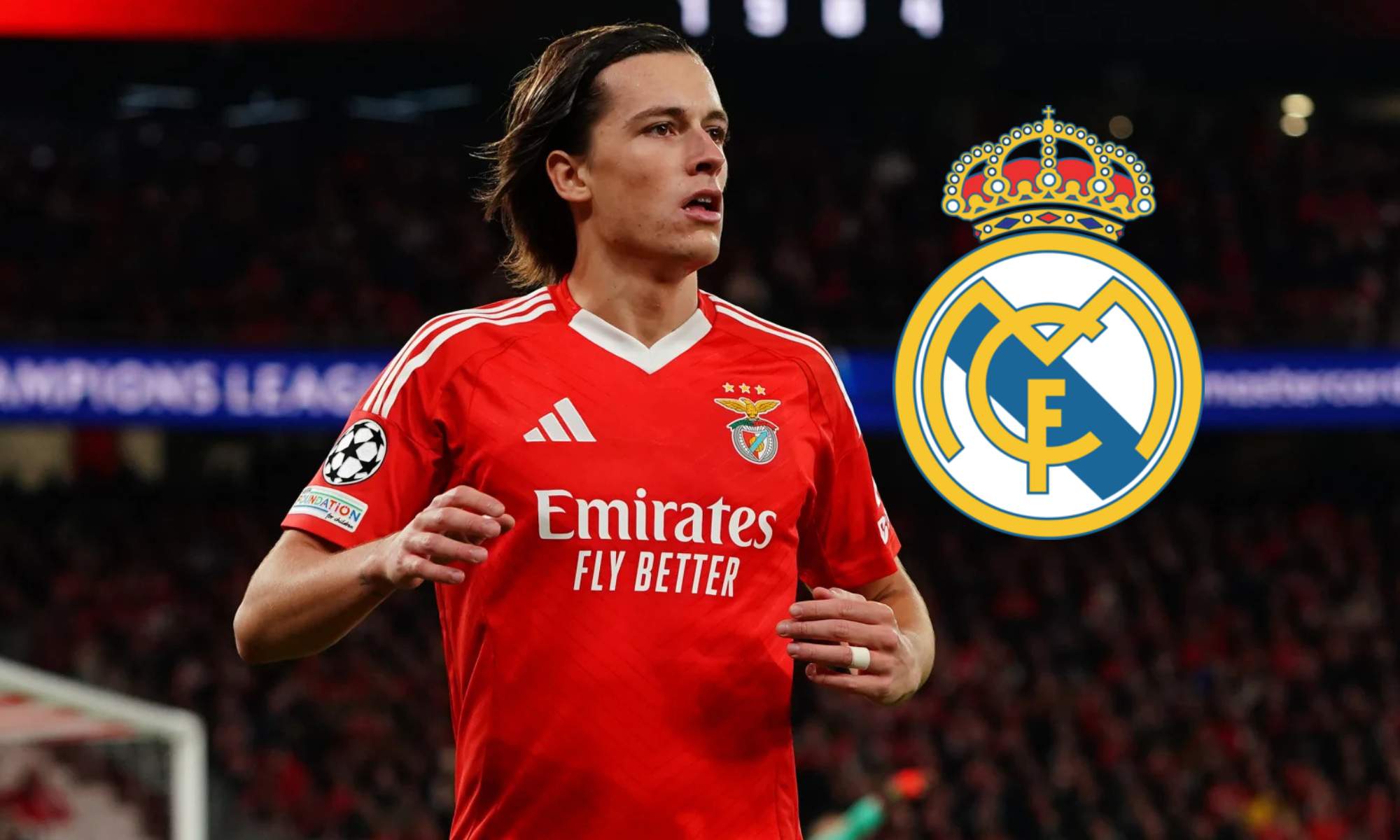 Álvaro Carreras y escudo del Real Madrid