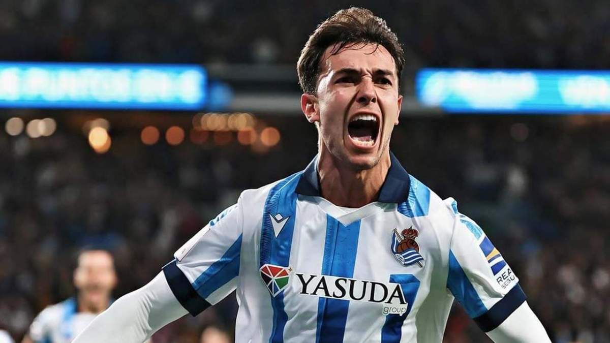 Martín Zubimendi celebrando un gol con la Real Sociedad esta temporada Martín Zubimendi celebrando un gol con la Real Sociedad esta temporada