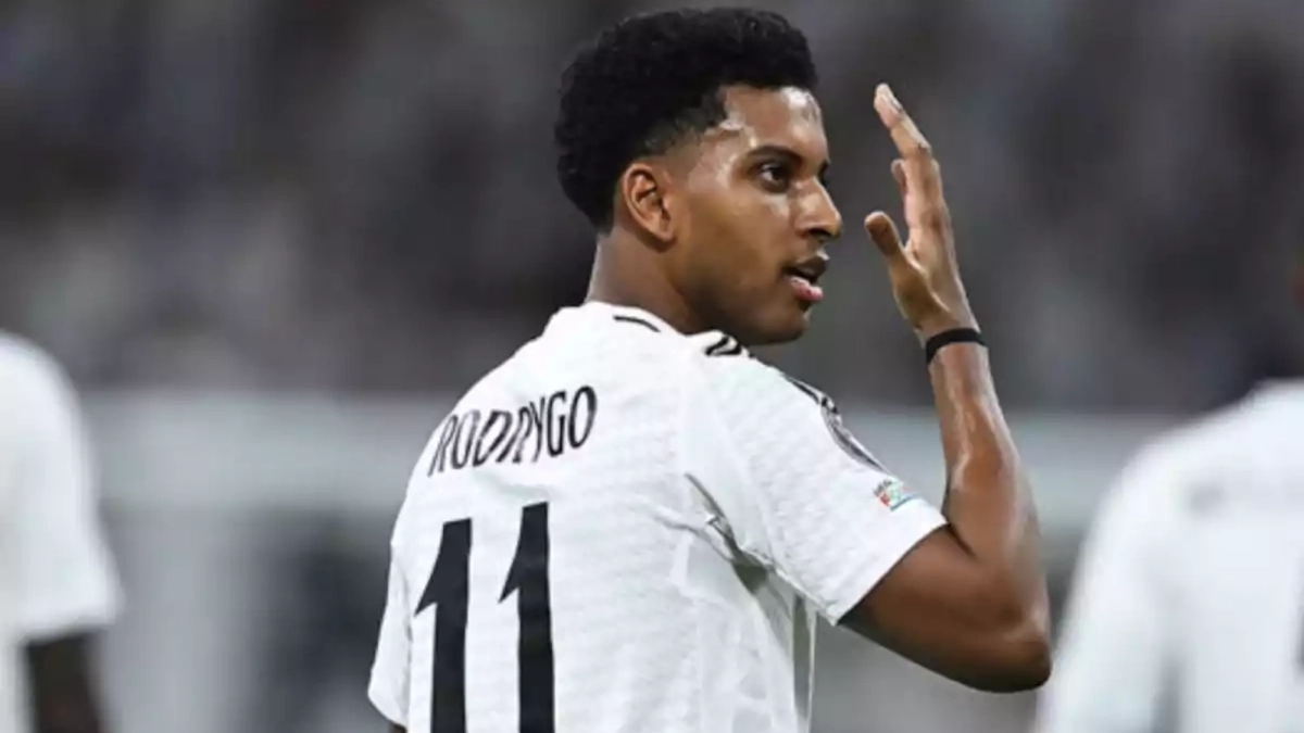 Rodrygo Goes celebrando un gol con el Real Madrid Rodrygo Goes celebrando un gol con el Real Madrid