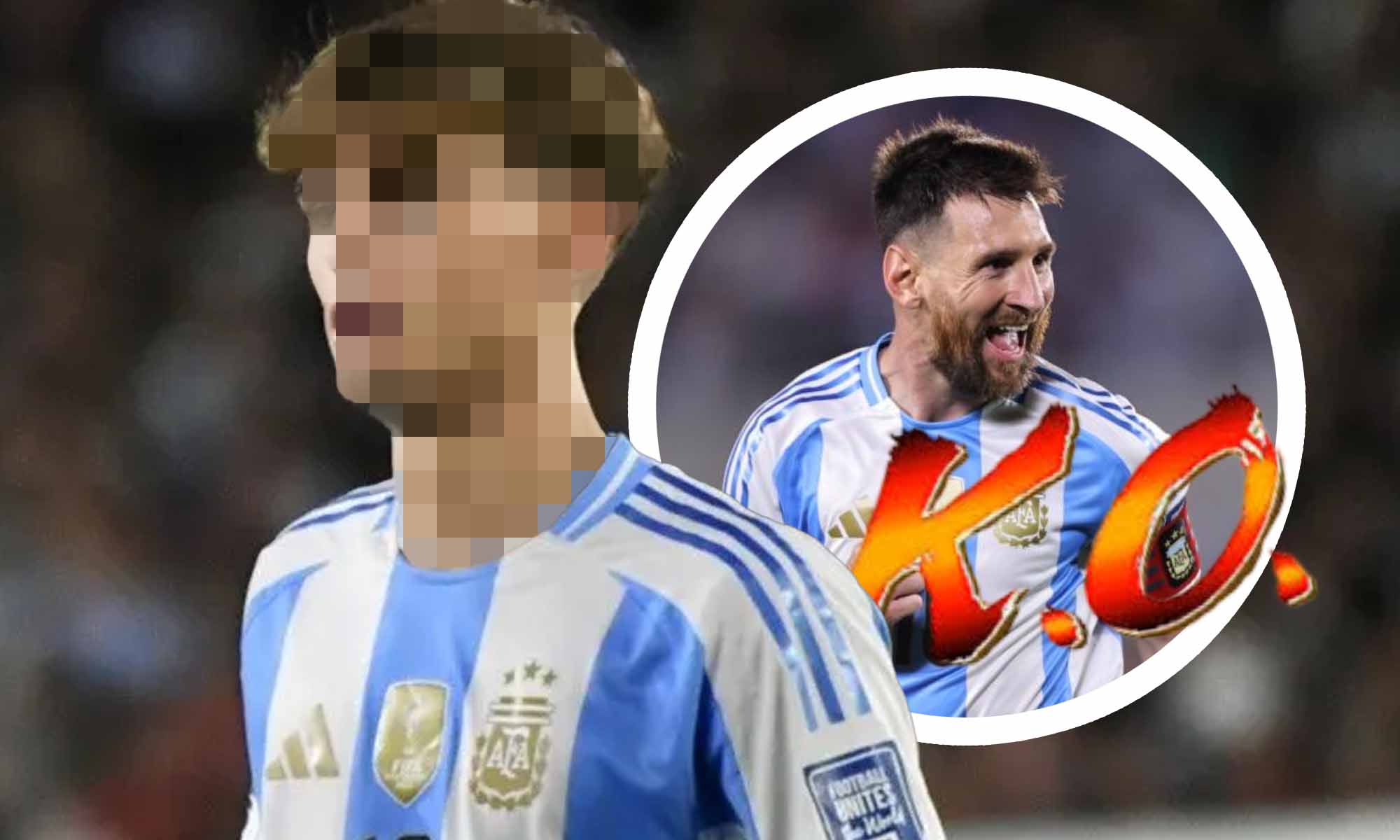 Jugador incognito con Leo Messi KO