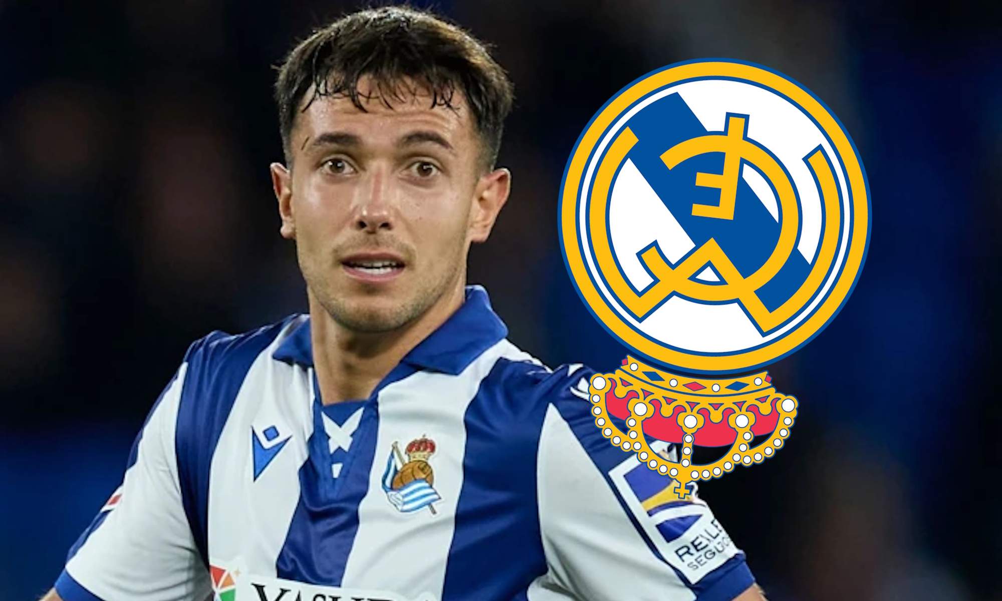 Zubimendi y escudo del Real Madrid al revés