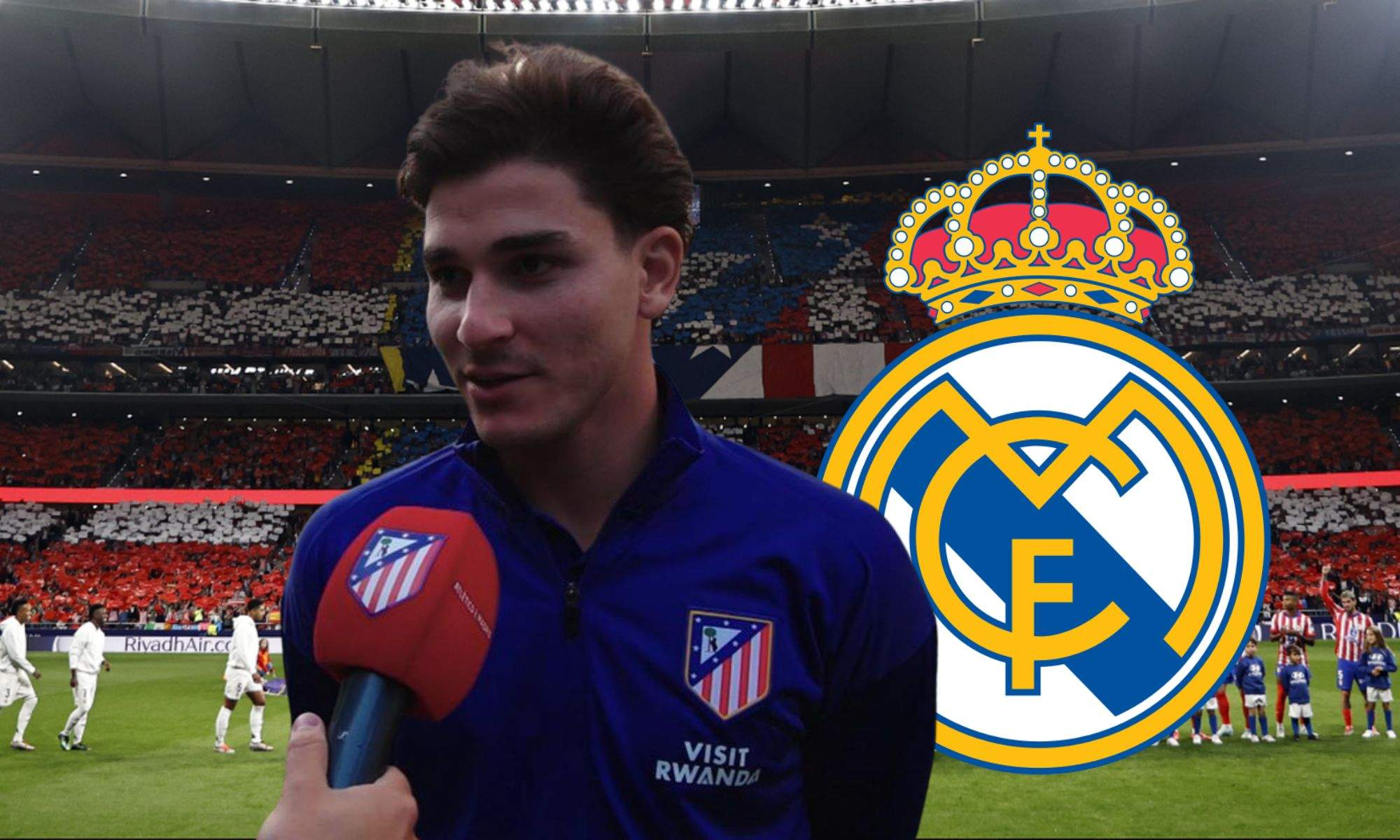 Julián Álvarez sobre el Metropolitano y escudo del Real Madrid