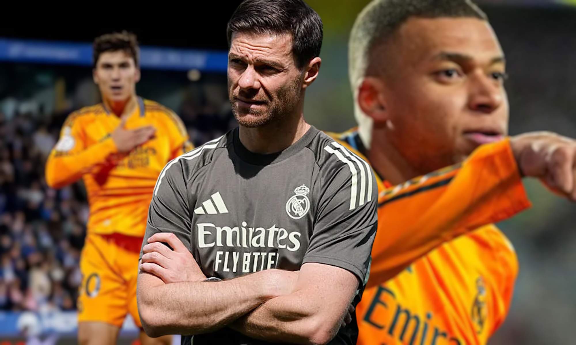Mbappé y Gonzalo de fondo y Xabi Alonso delante