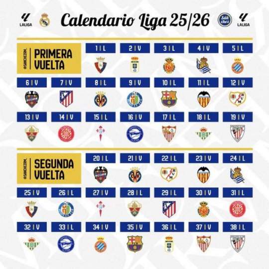 Calendario de LaLiga Real Madrid 2025-26 Calendario de LaLiga Real Madrid 2025-26