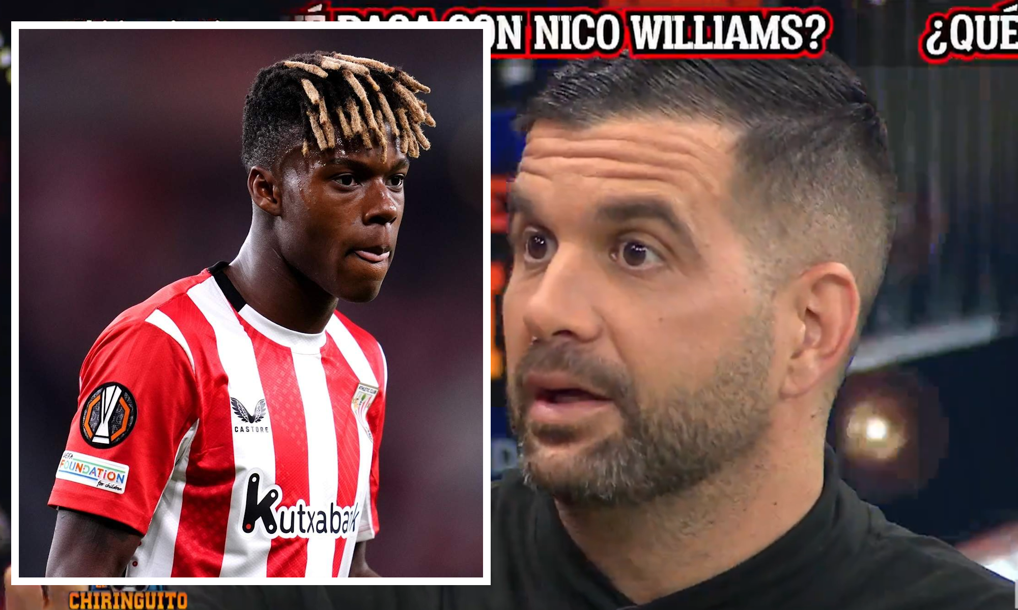 José Álvarez en el Chiringuito y Nico Williams en recuadro