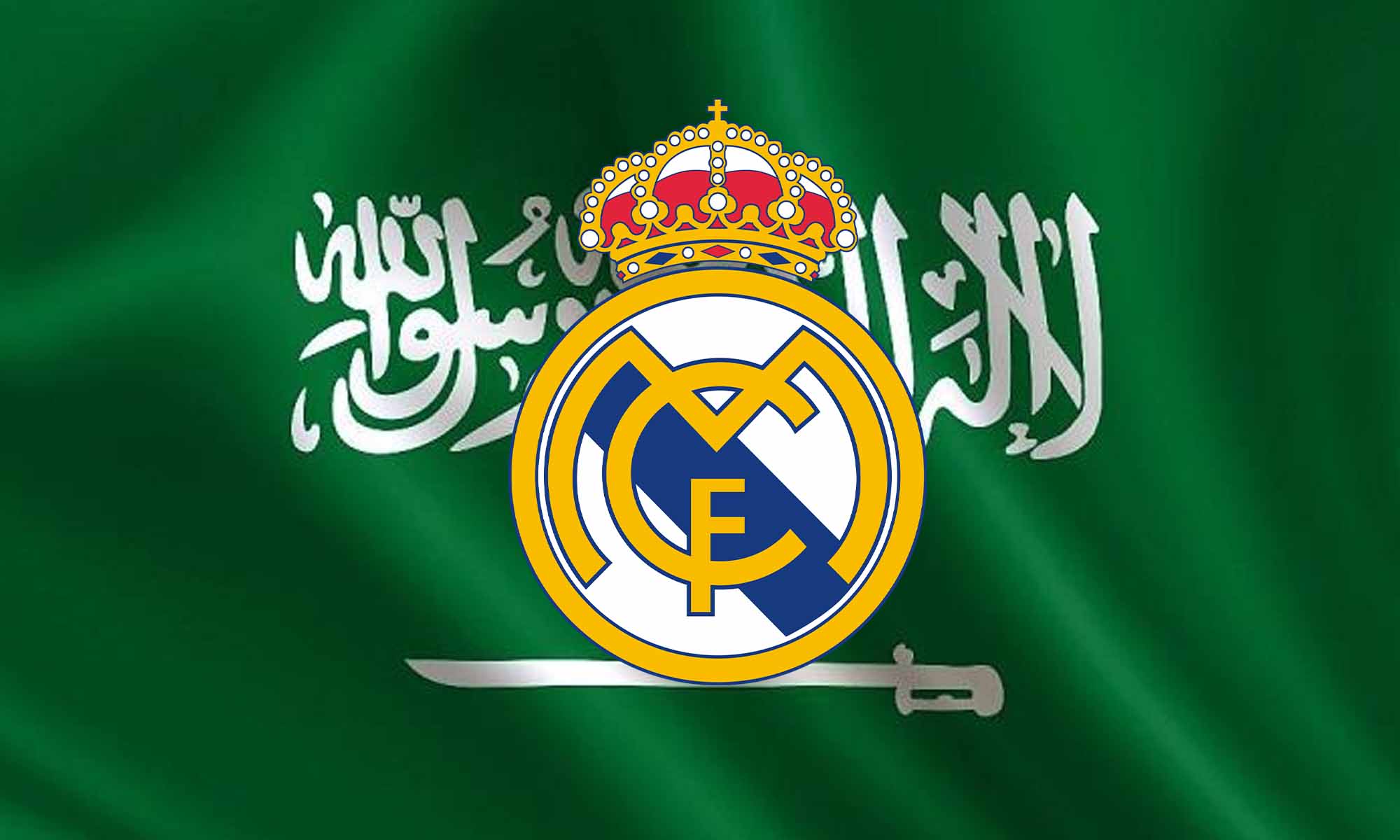 Bandera Arabia con escudo Real Madrid
