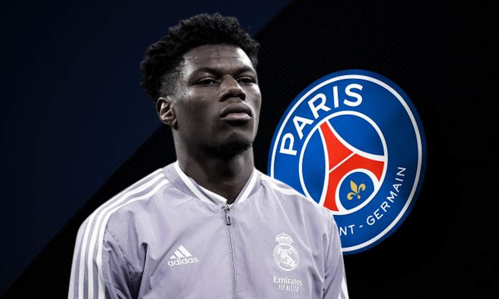 Tchouaméni con fondo PSG