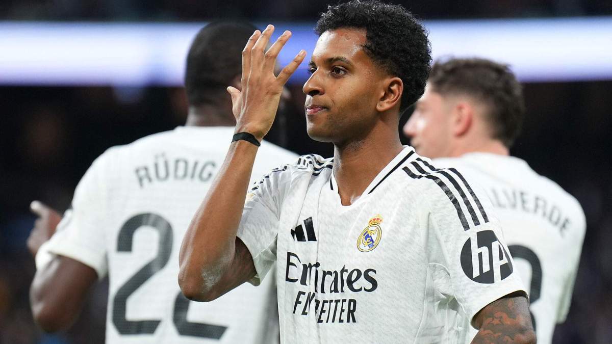 Rodrygo celebrando con el Real Madrid