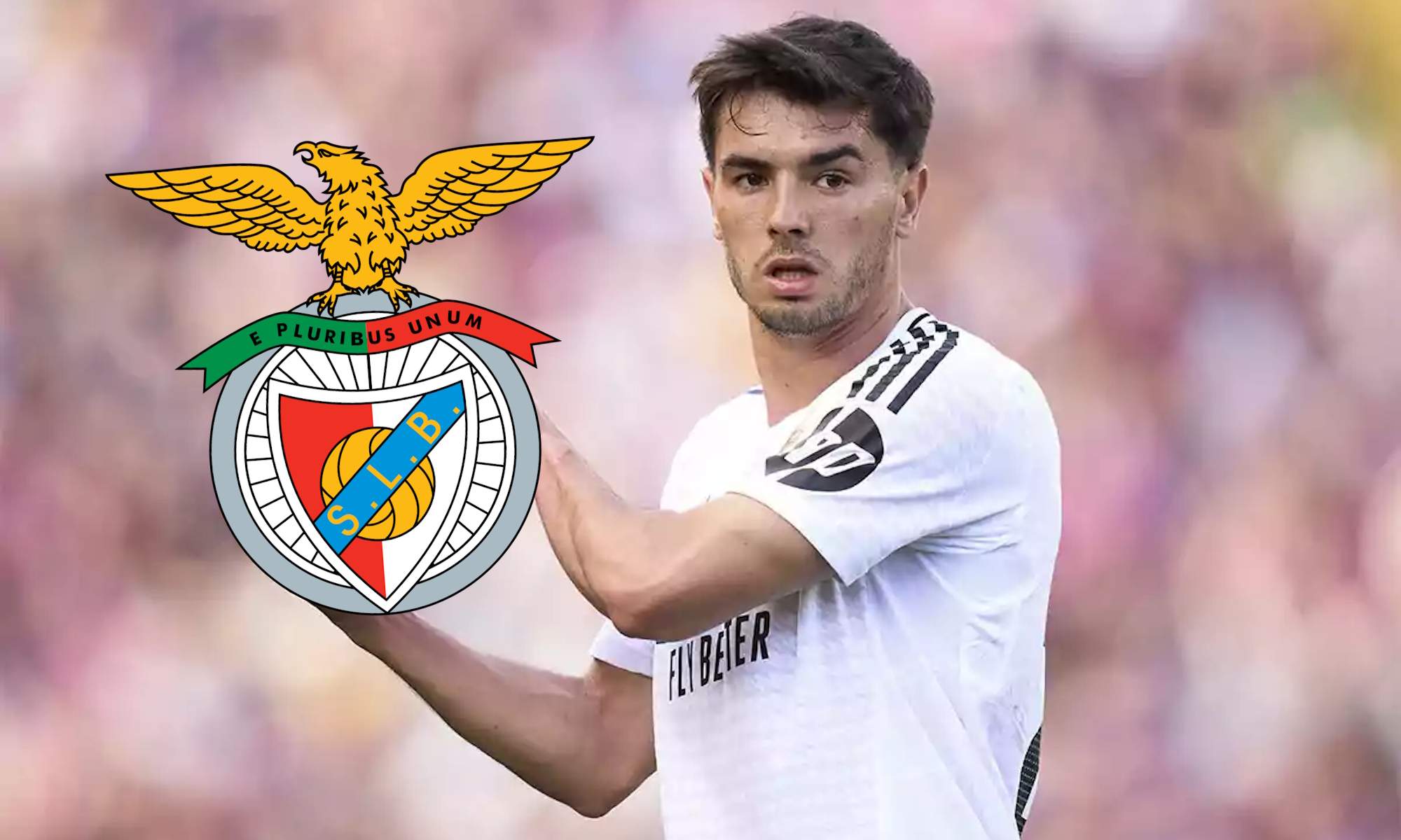 Brahim Díaz y escudo del Benfica