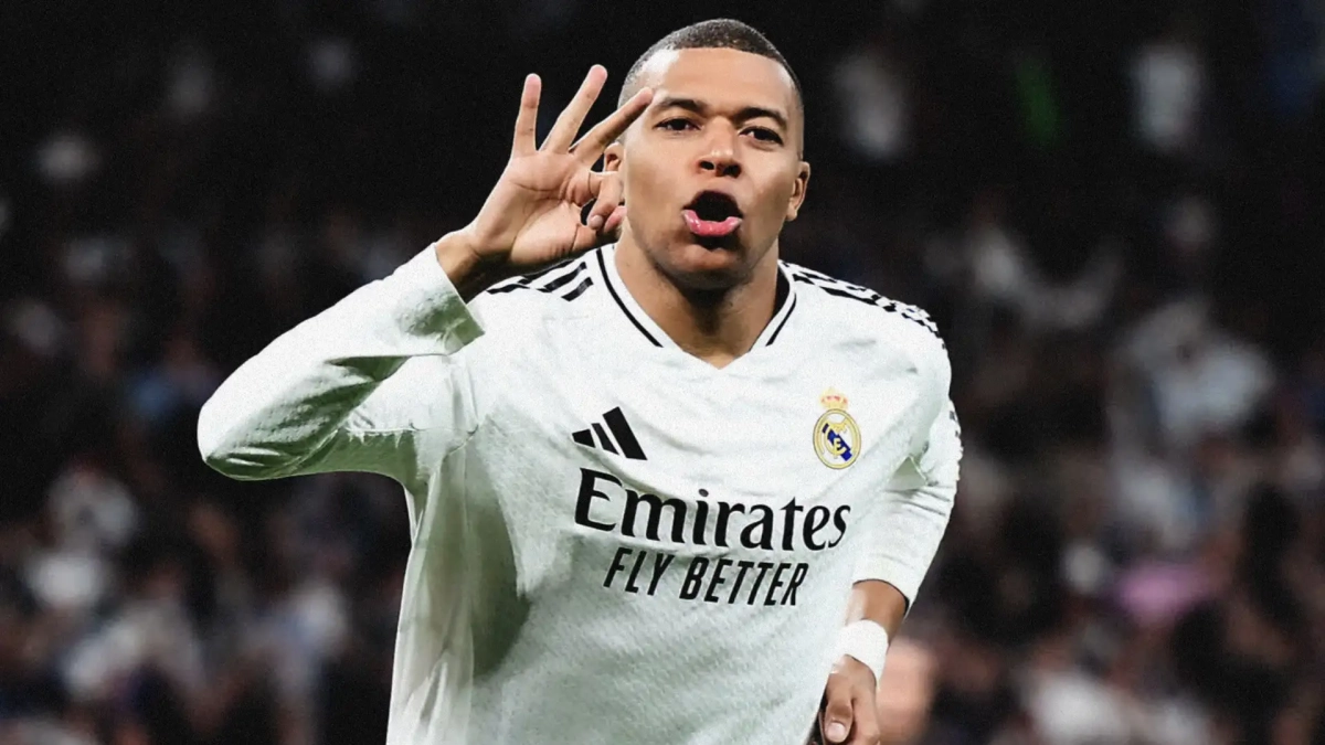 Mbappé celebrando un gol con el Real Madrid