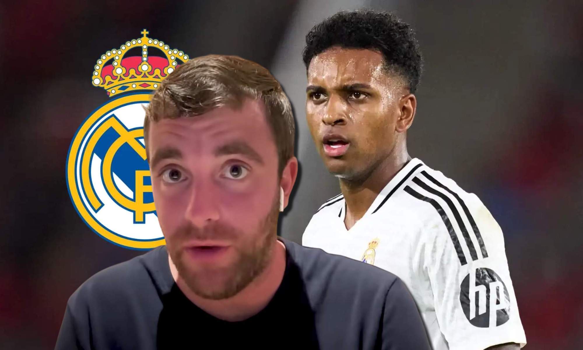 Fabrizio Romano, Rodrygo Goes y escudo del Real Madrid
