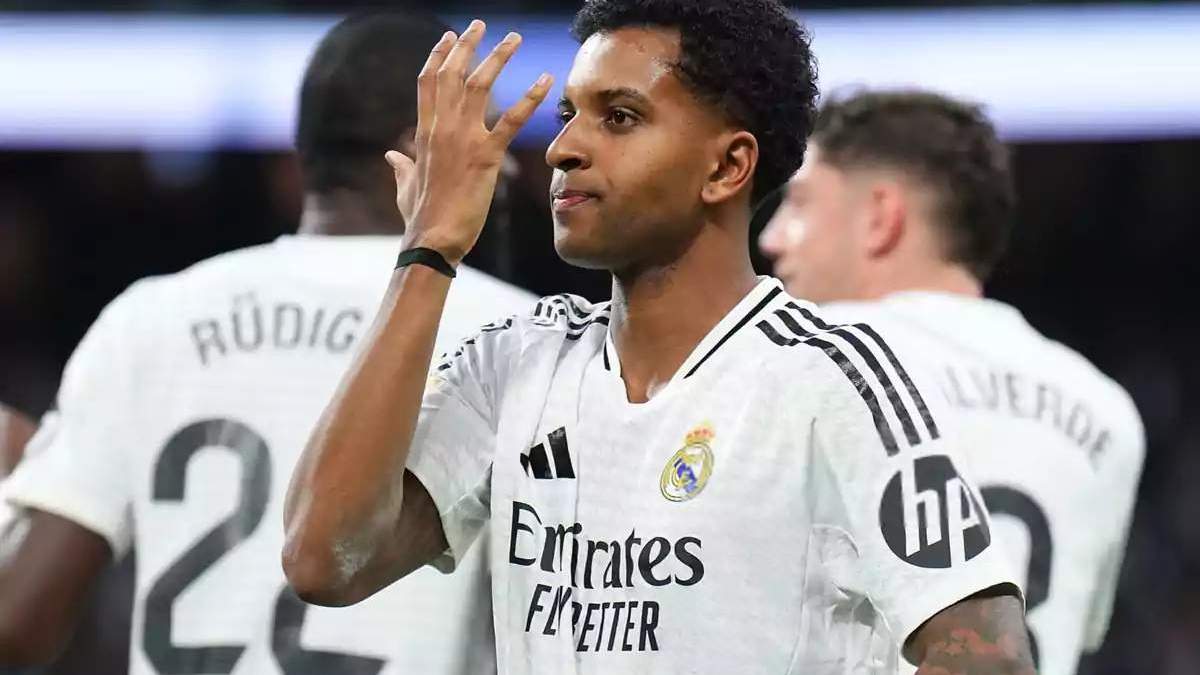 Rodrygo Goes celebrando un gol con el Real Madrid Rodrygo Goes celebrando un gol con el Real Madrid