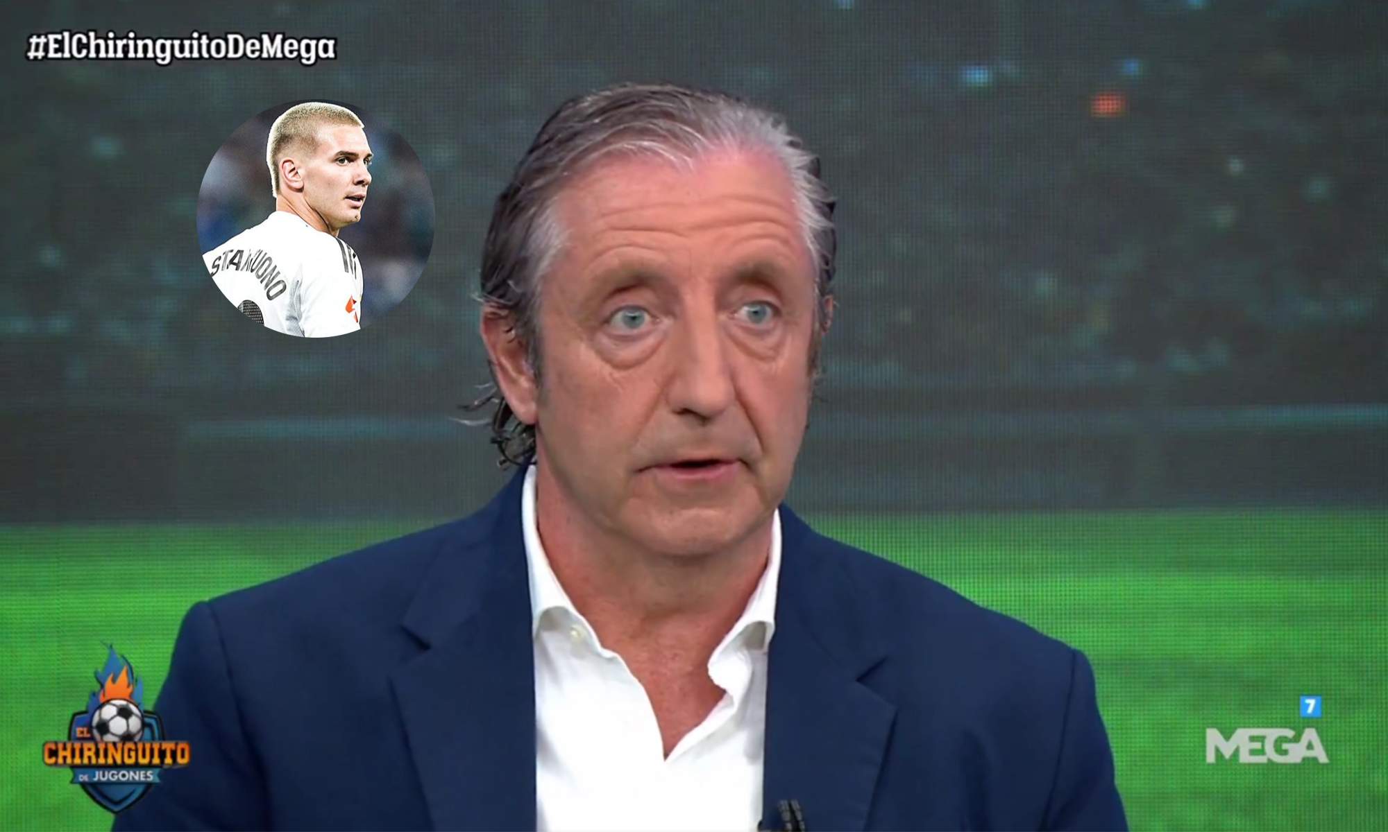 Josep Pedrerol y una foto de Franco Mastantuono. Josep Pedrerol y una foto de Franco Mastantuono.