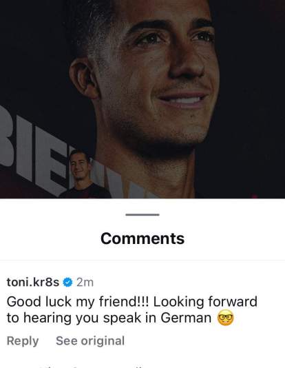 Mensaje de Toni Kroos a Lucas Vázquez