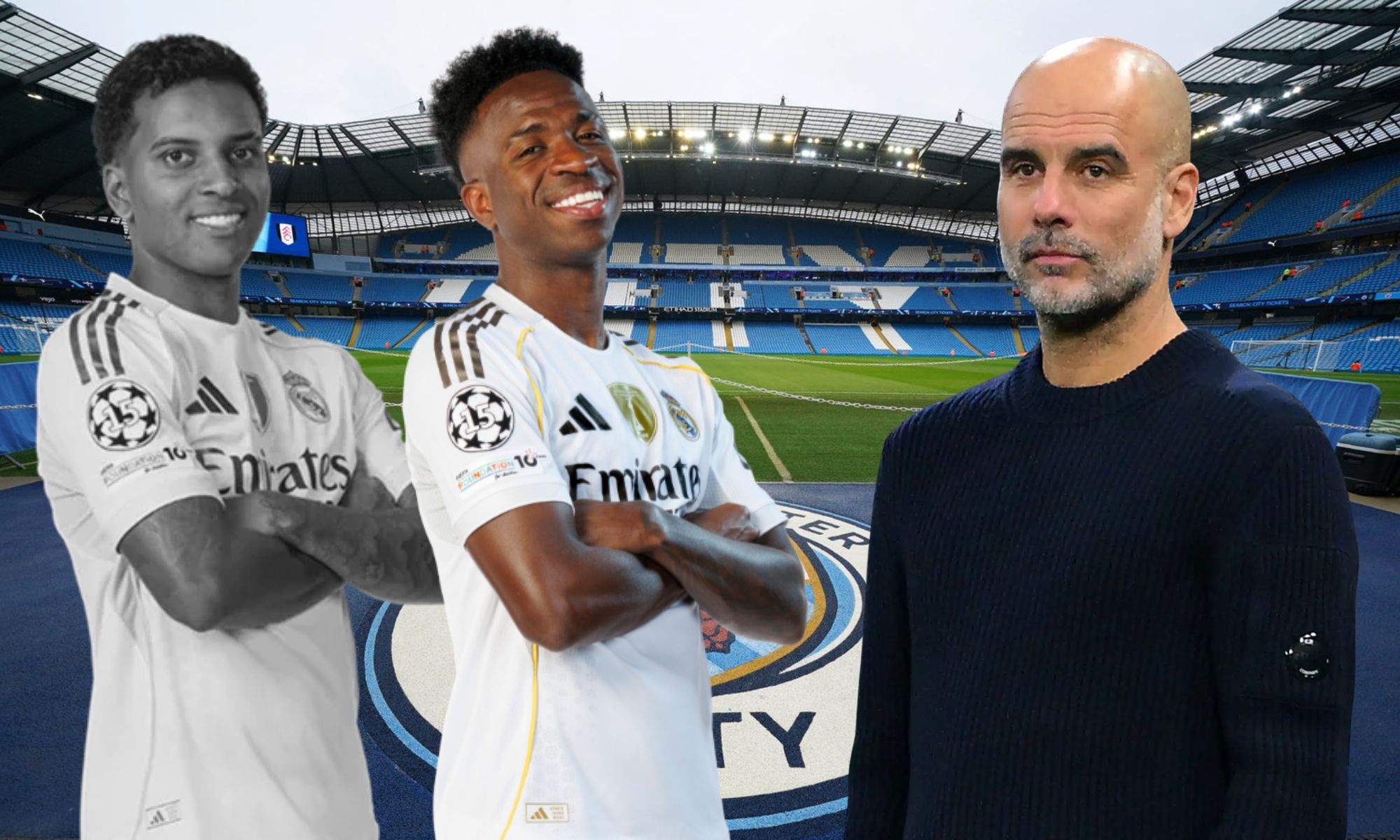 Rodrygo y Vinicius junto a Pep Guardiola