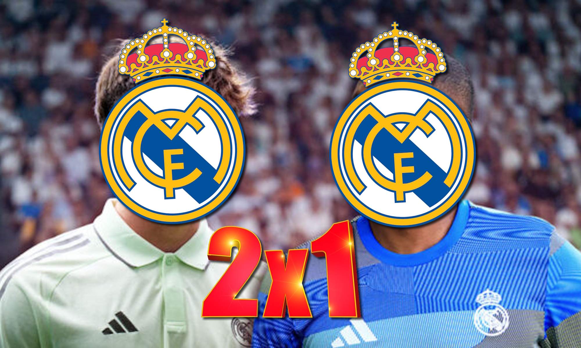 2x1 y dos jugadores del Real Madrid con escudos tapados