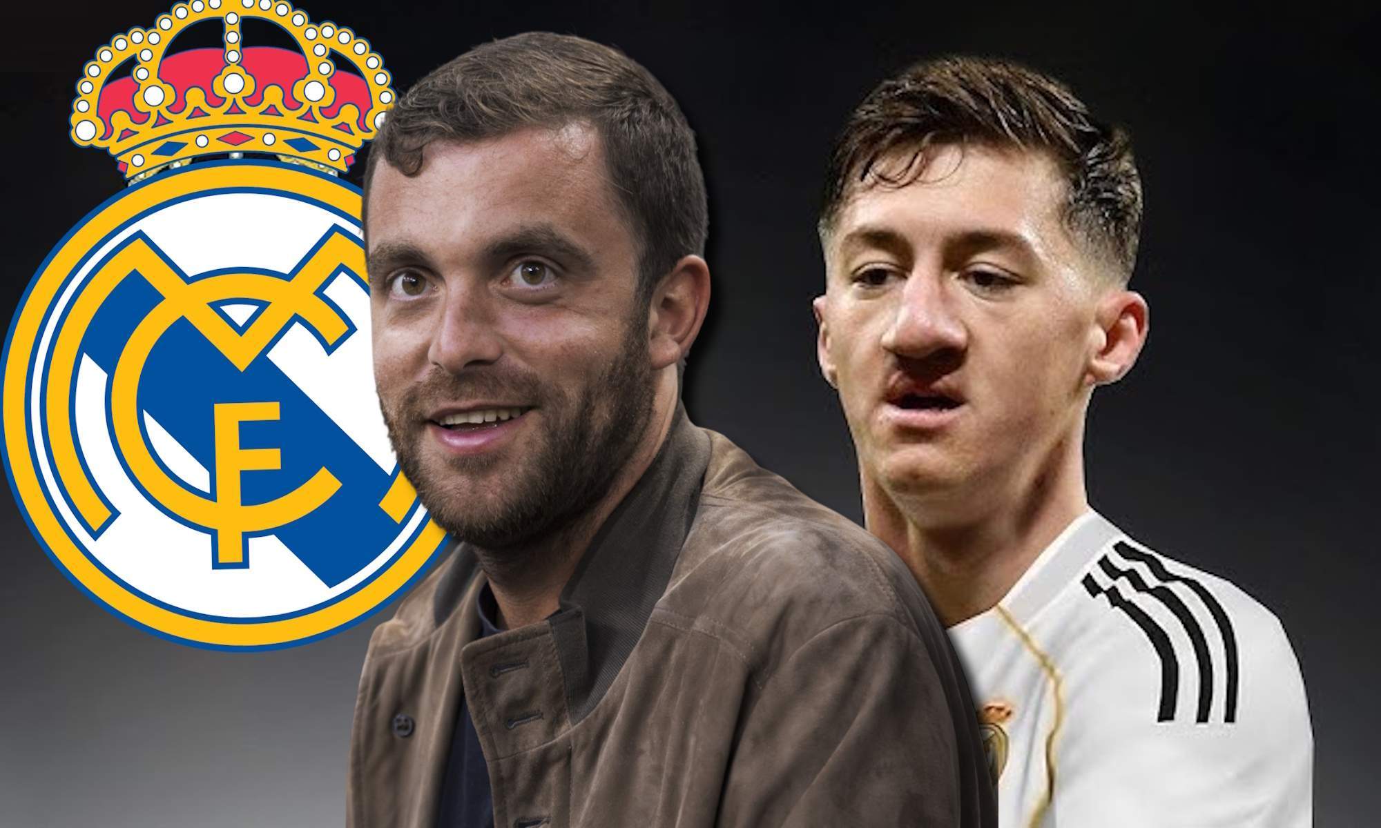 Angello Stiller y Fabrizio Romano con escudo del Real Madrid