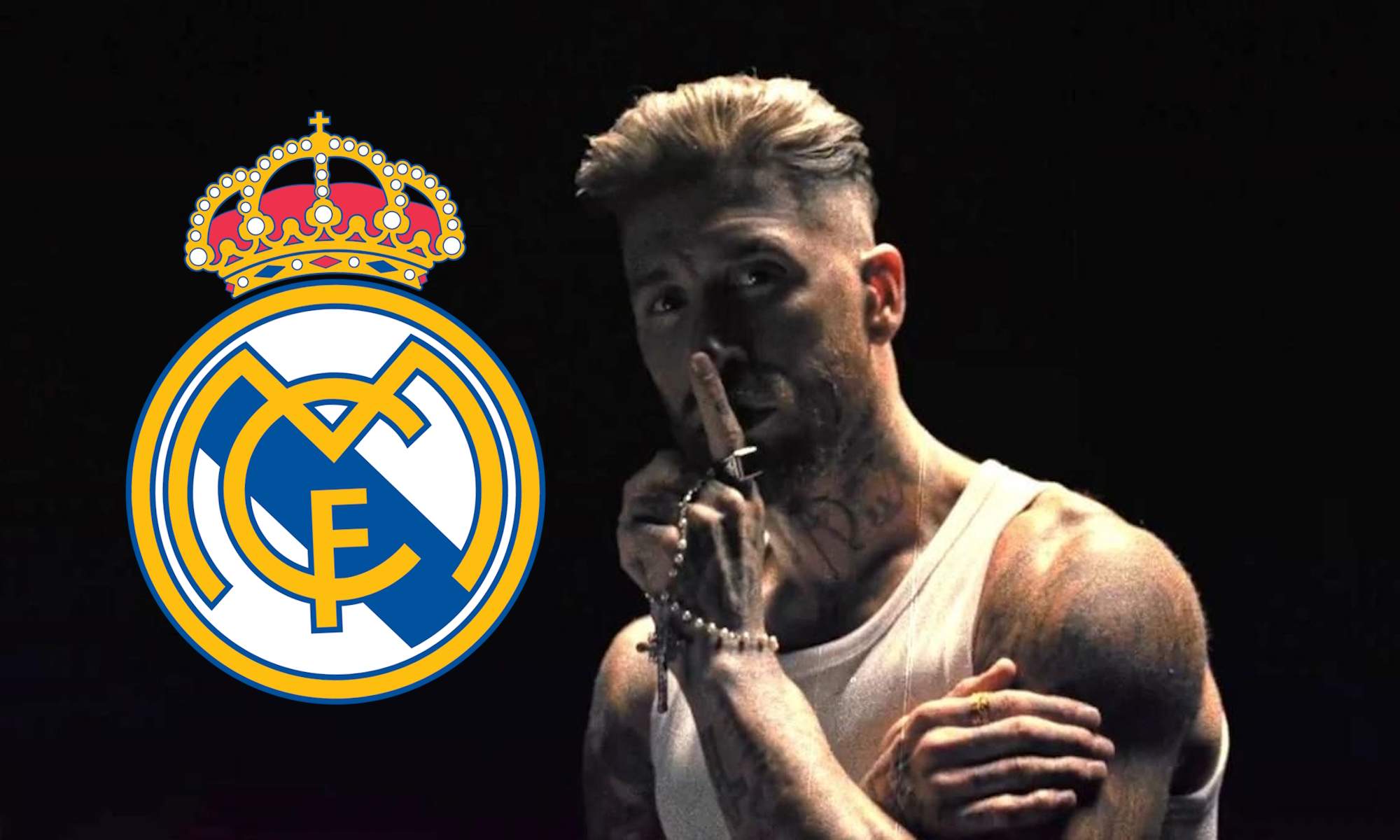 Sergio Ramos y escudo Real Madrid