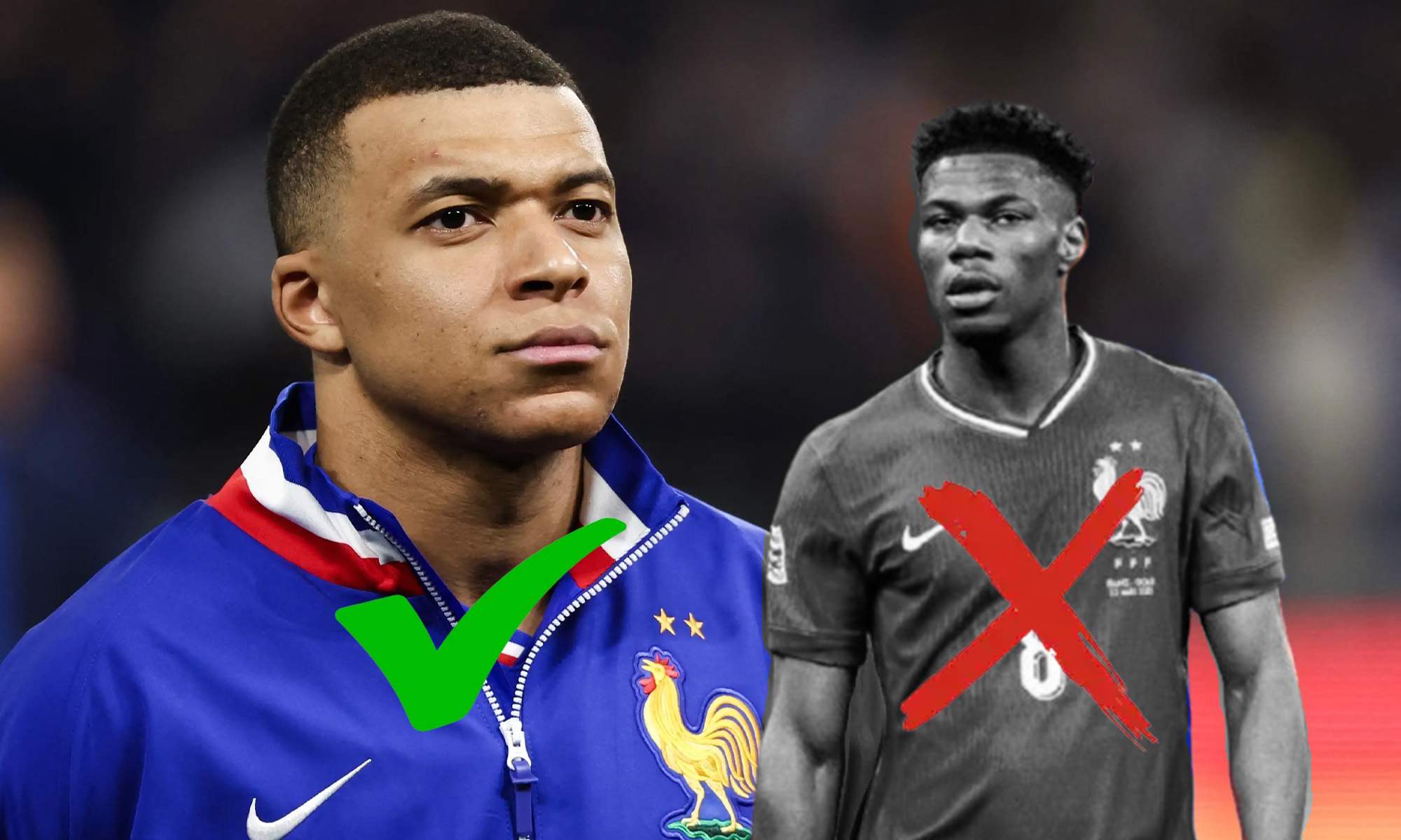 Mbappe y Tchouaméni en BN con Francia