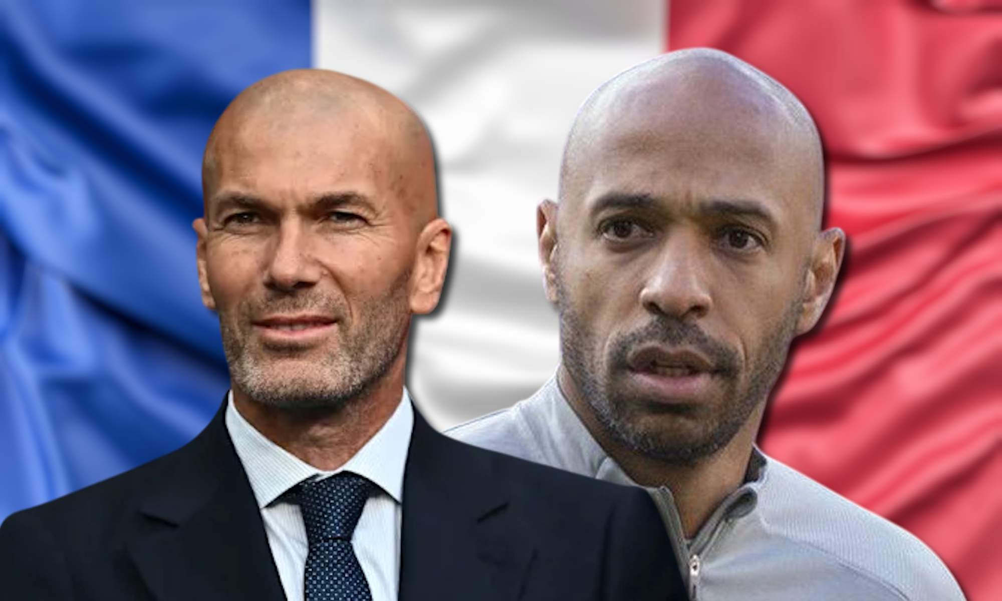 Zinedine Zidane y Henry con fondo de bandera de Francia Zinedine Zidane y Henry con fondo de bandera de Francia