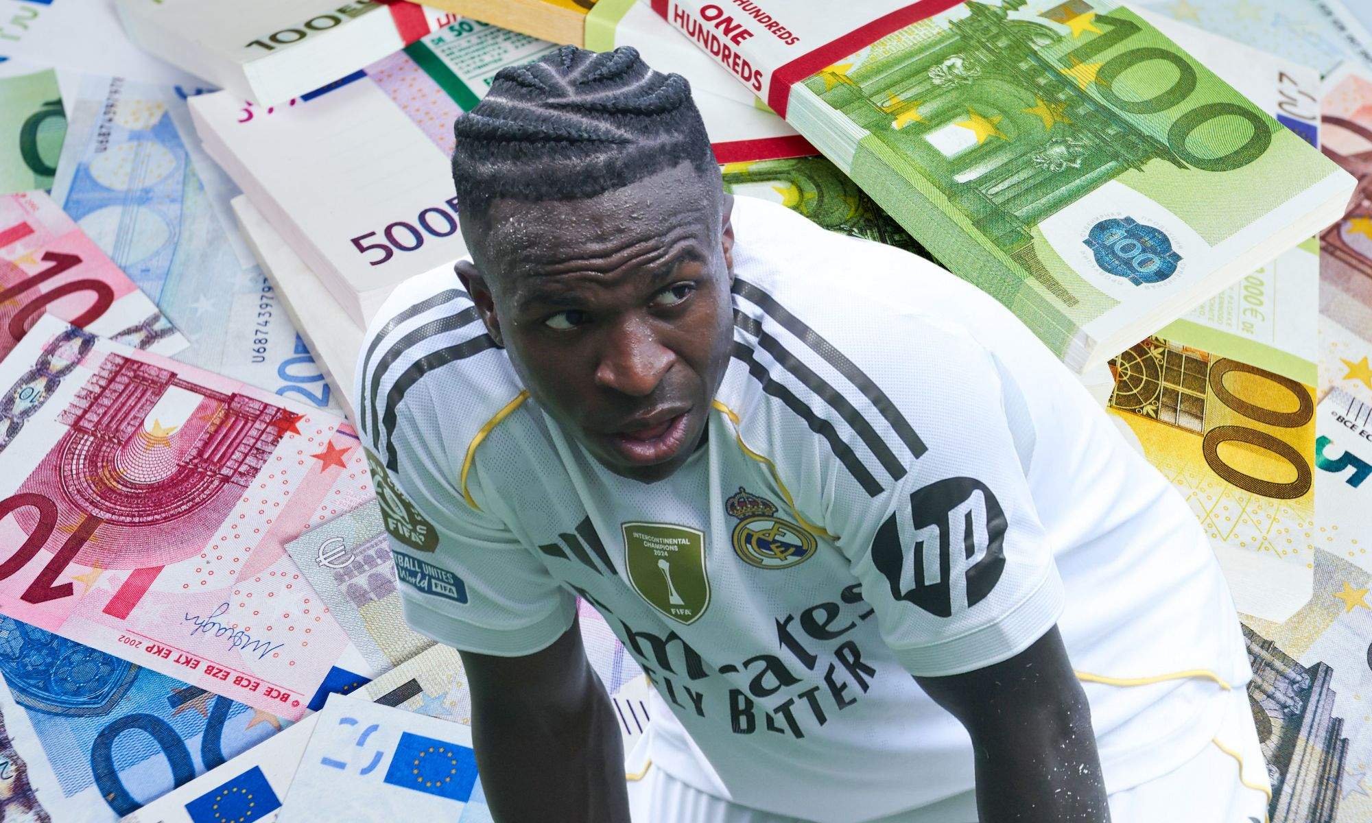 Vinicius sobre billetes de euros Vinicius sobre billetes de euros